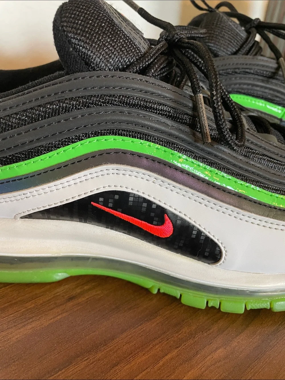 Nike Air Max 97, Black, White, Green & Red Air Max Style Sneakers